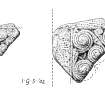 Drawing of sculptured stone fragment, Drainie no 6