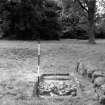 Digital copy of excavation photograph:  test trench on site of manor from E (see also SC 1092541).