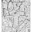 Scanned ink drawing of incised outline cross with expanded arms and central dot