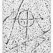 Scanned ink drawing of incised linear cross with circle