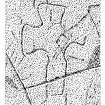 Scanned ink drawing of incised outline cross with expanded arms, straight shaft and central dot