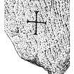 Scanned ink drawing of incised linear cross with expanded terminals