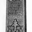 Tiree, Soroby, Burial Ground.
Sketch of front of shaft cross PB2 showing Prioress Anna MacLean.
