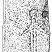 Scanned ink drawing of St Medan's 4 recumbent cross-slab