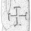 Scanned ink drawing of St Medan's 2 cross-slab
