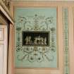 Paxton House, interior.  Principal floor.  Drawing-room, detail of painted wallpaper.