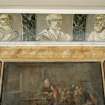 Interio.r.
Third floor, Library, detail of painted classical scholars, (Demosthenes, Cicero and Phocion) above fireplace.