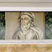 Interior.
Third floor, Library, detail of painted classical scholar (Plato).