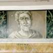 Interior.
Third floor, Library, detail of painted classical scholar (Terence).