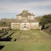 View of house and formal garden from east