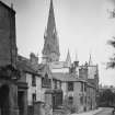 General view from South of Wright's Houses (North of Golf Tavern), including steeple of Barclay Church, Edinburgh.