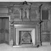 Interior.
Detail of chimney piece and overmantel in drawing room.