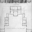 Plan and elevation.
Titled: 'General Front of Rosehall House towards the North, The Seat of Sir James Hamilton of Rosehall in the County of Clydesdale'. 'General Plan of the first floor of the House & Offices of Rosehall'.