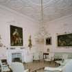 Interior. Principal floor. View of pink drawing room from S