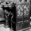 Aberdeen, King's College, Chapel. Digital copy of photograph of interior.
Detail of carving on Chapel stalls.