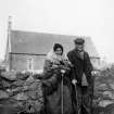 View of two people in front of Kilmuir Free Church, Skye
Titled: 'Witnesses - Kilmuir'
