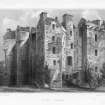 Elcho Castle.
Engraving showing general view.
Insc: "Drawn by R W Billings. Engraved by J H Le Keux. Elcho Castle"