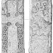 Scanned ink drawing of Logierait 2 Pictish cross-slab.