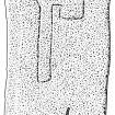 Scanned ink drawing of Fortingall 7 incised recumbent cross-slab.