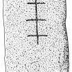 Scanned ink drawing of Fortingall 6 incised recumbent cross-slab.