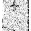 Scanned ink drawing of Fortingall 9 incised cross slab.