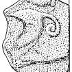 Scanned ink drawing of Kinnell 2 Pictish cross slab fragment.