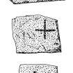 Scanned ink drawings of St Skae 1, 2 & 3 cross-incised stones.