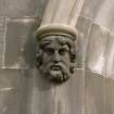 Ground floor, west window, detail of corbel head