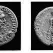 Excavation photograph: coin of Domitian (AD 86)