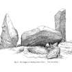 Sketch of recumbent stone circle.
Titled "Tyre-bagger, or Standing Stones of Dyce. View from within."