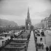 View from Waverley gardens looking west also showing the Castle, National Gallery and Scott Monument, inscr; 'PRINCES STREET & CASTLE. EDINBR'