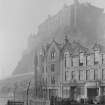 View of Edinburgh Castle from Grassmarket showing the premises of the Dairy Supply Company.