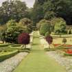 Drummond Castle, formal gardens. View looking along avenue from sundial to South East.