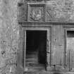 Edinburgh, Stenhouse Mill House.
Detail of armorial panel on doorpiece.