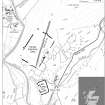 Map depicting Raeburnfoot Roman Temporary Camp within its surrounding landscape. publication. Greyscale Tif file. 1200 dpi