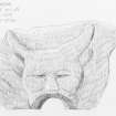 Scanned pencil survey drawing of Grotesque Head no. 400