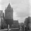 Edinburgh, Kirk Loan, Corstorphine Parish Church.
View of tower from North graveyard.