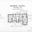 Scanned image of printed drawing of Marine Hotel, Gullane N.B. Plan of First floor with annotations relating to take over by Fire Service.