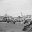 Edinburgh, Saughton Hall Park, Scottish National Exhibition, 1908.
General view of exhibition, including bandstand and audience.
