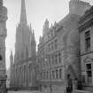 General view of Boswell's Court and Victoria Hall (Tolbooth-St John's Church) in Castlehill