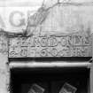 Edinburgh, 8-10 Gloucester Street, David Robert's House.
Detail of the inscription on the lintel, and a painted sign above: 'Agent'.
Insc: 'Fear God Only. 1605, IG, IR'.
