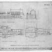 Plans, sections and elevations for block E.