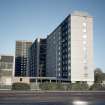 Edinburgh, Sighthill Bank, (Sighthill Neighbourhood Centre): View from road of various multi-storey blocks.