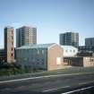 Edinburgh, Sighthill Bank, (Sighthill Neighbourhood Centre): General view from road of Sighthill bank multi-storey blocks with low-rise development in the foreground.
