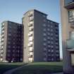 Edinburgh, West Pilton Grove: View of two 10-storey blocks.