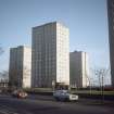 Aberdeen, Seaton, St Ninian's Place (Seaton 'A'): View from road of four 17-storey blocks.