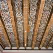 1st. floor, South bedroom, interior view of painted ceiling from East.