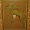 Detail of 1st floor Zodiac room ceiling. Carnegie Lodge, Montrose.