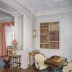 Interior. 1st floor. Drawing room. E Side. Bookcases and columns. Detail