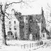 Edinburgh, Saughton House.
Photographic copy of sketch of hall.
Insc: 'Old Saughton House, March 3rd, 1888'.